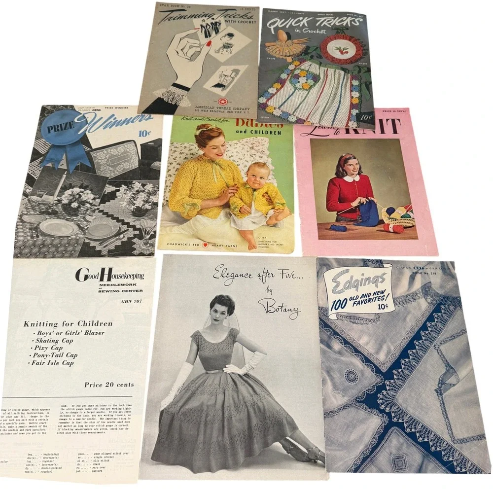 Vintage Knit Crochet Pattern Booklet Lot 33 Star Book Leisure Arts Coats Clark